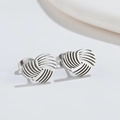 Minimalist silver hollow geometric heart earrings made of stainless steel for women - Steel