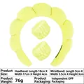 Yellow sponge padded headband with matching wristbands set for face washing and spa skin care - 3-Piece Headband and Wristbands Set (12#) / Light Yellow