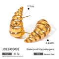Polished gold stainless steel spiral earrings with minimalist geometric twisted design - Gold Spiral Geometric Style (JDE2405002)