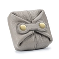 Mini grey lychee grain leather coin purse with dual gold snap buttons closure - Elephant Gray