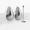 Minimalist silver teardrop earrings with 25mm height and polished metallic finish - Silver Small 2.5CM