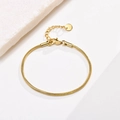 Detail of gold snake chain bracelet with lobster clasp and adjustable extender link - Gold Round Snake Chain 2mm (15+3cm)
