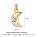 Golden crescent moon pendant in copper and cubic zirconia measuring 13x8mm for jewelry - Gold Moon