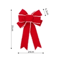 Nœud de Noël fait main en velours rouge avec bord blanc, décor de 35x24cm - Bord Brut Noeud à 7 Oreilles / 35cm x 24cm