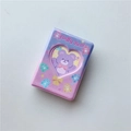 Detail of pink-purple gradient photocard holder with Fluffy Bear and heart cutout - 3 Inch Purple Bear (40 Slots)
