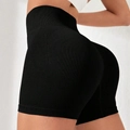 Pantaloncini yoga neri senza cuciture a vita alta con effetto scrunch per il fitness - S / Nero