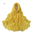 Detailed texture of vibrant yellow pleated scarf with vertical crushed fabric design - 23# Yellow