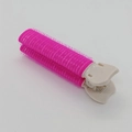 Rose red self-adhesive hair roller with cream white plastic clip for volume and curls - 10.5*2.9cm / Rose Red