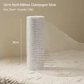 Champagne silver 26cm deco mesh ribbon with metallic sparkles for Christmas decor - 26cm Mesh Ribbon Champagne Silver