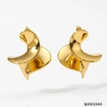 Poliert goldene 316 Edelstahl Ohrringe mit abstraktem, geschichtetem Geometrie Design - Stil A Ohrringe-Gold (KDE2503)