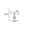Silver bow stud earring with zircon pendant and dimensions 0.93cm by 1.04cm - Silver Bow Round Charm (2622-7# Silver)