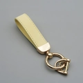 Yellow suede leather car keychain with gold hardware ring for business gifts - Yellow/Gold