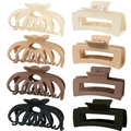8-pack large matte hair claw clips in assorted earth tones for thick hair styling - Style 7 - 10.5cm & 12cm Flower Clip