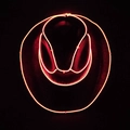 Detail of LED glowing orange neon wire outline on a black cowboy hat for party events - Adult-Black Red Light