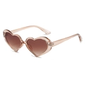 Fashionable heart-shaped sunglasses with champagne frames and brown gradient lenses - Tea Frame Tea Lens