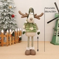 Standing green plush reindeer doll with retractable legs and Christmas scarf 66cm - Green (Height 66cm)