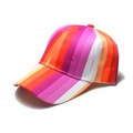 Casquette de baseball en coton à rayures arc-en-ciel avec visière courbée colorée - M (56-58cm) / Rayures Rouge Orange Rose Blanc
