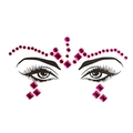 Rose red rhinestone face sticker with crystal beads for music festivals and party makeup - HF-063 Rose Red Iridescent