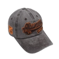 Detalle de gorra de algodón gris lavado con bordado 3D vintage 75 de estilo retro - Ajustable / café