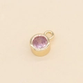 Round 14k gold pendant with 5mm pink zircon stone for DIY jewelry making - Light Pink