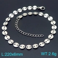 Bracelet de cheville en acier inoxydable argenté avec disques, fermoir mousqueton et extension - Argent 6mm(KJ4630-ZJZL)