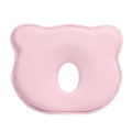 Pink memory foam baby pillow with bear shape and hollow center for head shaping - 25*23*3*1 / Pink