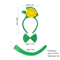 Set costume da tartaruga verde per bambini con cerchietto, papillon e coda morbida - Set Tartaruga 3D da 3 Pezzi