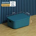 Quiet blue 15L large storage box with lid and ergonomic handles for home organizing - Extra Large (35x24.9x15cm) / Serene Blue