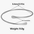 Detailed size chart for minimalist silver stainless steel cuff showing 6.4cm diameter - Adjustable Open / Steel