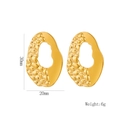 Detailed size view of golden bow earrings featuring textured and polished surface finish - Hollow Wave / Gold (1167)
