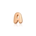 Ciondolo personalizzato con lettera A in oro rosa con finitura lucida su sfondo bianco - Lettera A Oro Rosa (Senza Catena)