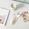Fantasmini in cotone bianco da donna con linguetta sul tallone e silicone antiscivolo - Taglia unica / Bianco Latte