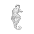 Silver seahorse pendant in stainless steel with embossed texture for DIY jewelry making - Steel 558# Vertical Seahorse / 8.5*20.5mm