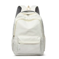 Minimalistische beige nylon rugzak voor school en reizen met ademende schouderbanden - Broken Wit