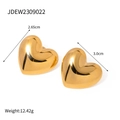 Minimalist gold heart earrings in polished stainless steel finish measuring 3.0cm - Gold Heart Style (JDEW2309022)