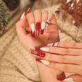 JP1916-Red White Snowflake Stripe