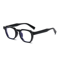 Occhiali neri poligonali classici con rivetti in metallo e lenti anti luce blu - Nero Lucido / Anti-Luce Blu