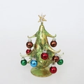 Albero di Natale in vetro verde con foglia d'oro e mini palline decorative colorate - Verde Medio