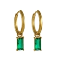 Boucles d'oreilles créoles en titane doré 18 carats avec pendentifs en zircon vert - Émeraude