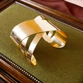 Polished gold-plated wide crossover cuff bracelet with a modern multi-layer design - Gold Three-layer Flat Crossed Style