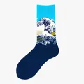 Künstlerische Socken mit dem Motiv Die große Welle vor Kanagawa in Blau und Weiß - Einheitsgröße / Muster 2/Die große Welle vor Kanagawa