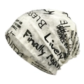 Off-white distressed knit beanie with black graffiti letters and ripped details - M(56-58cm) / Off White
