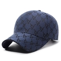 Dunkelblaue Baseballkappe mit Jacquard-Monogramm-Muster und klassischem gebogenem Schirm - Marineblau