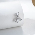 Micro-inlaid zircon geometric pendant stud earring on white display stand with silver finish - Geometric Zirconia Pendant (A-634) - Single Piece