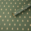 Green Christmas kraft wrapping paper with cream tree patterns and red dot accents - 50*70CM / Christmas Tree-Green