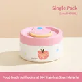 Pink and white 470ml vacuum insulated 304 stainless steel lunch box with apple motif - 470ML / Small Apple