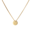 Minimalist gold-plated round pendant necklace with engraved letter C on cross chain - Letter C (KN118641-K)