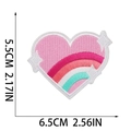 Detailed view of heart rainbow embroidery patch with dimensions 5.5cm x 6.5cm - Heart Rainbow (W9HD-1-13)