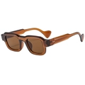 Vintage tortoiseshell square sunglasses with wavy temples and amber lenses - Transparent Brown (C03)