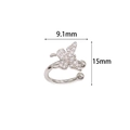 Silver butterfly ear cuff with sparkling zircons and dimensions of 9.1mm by 15mm - Palladium Butterfly Style (H-12050)
